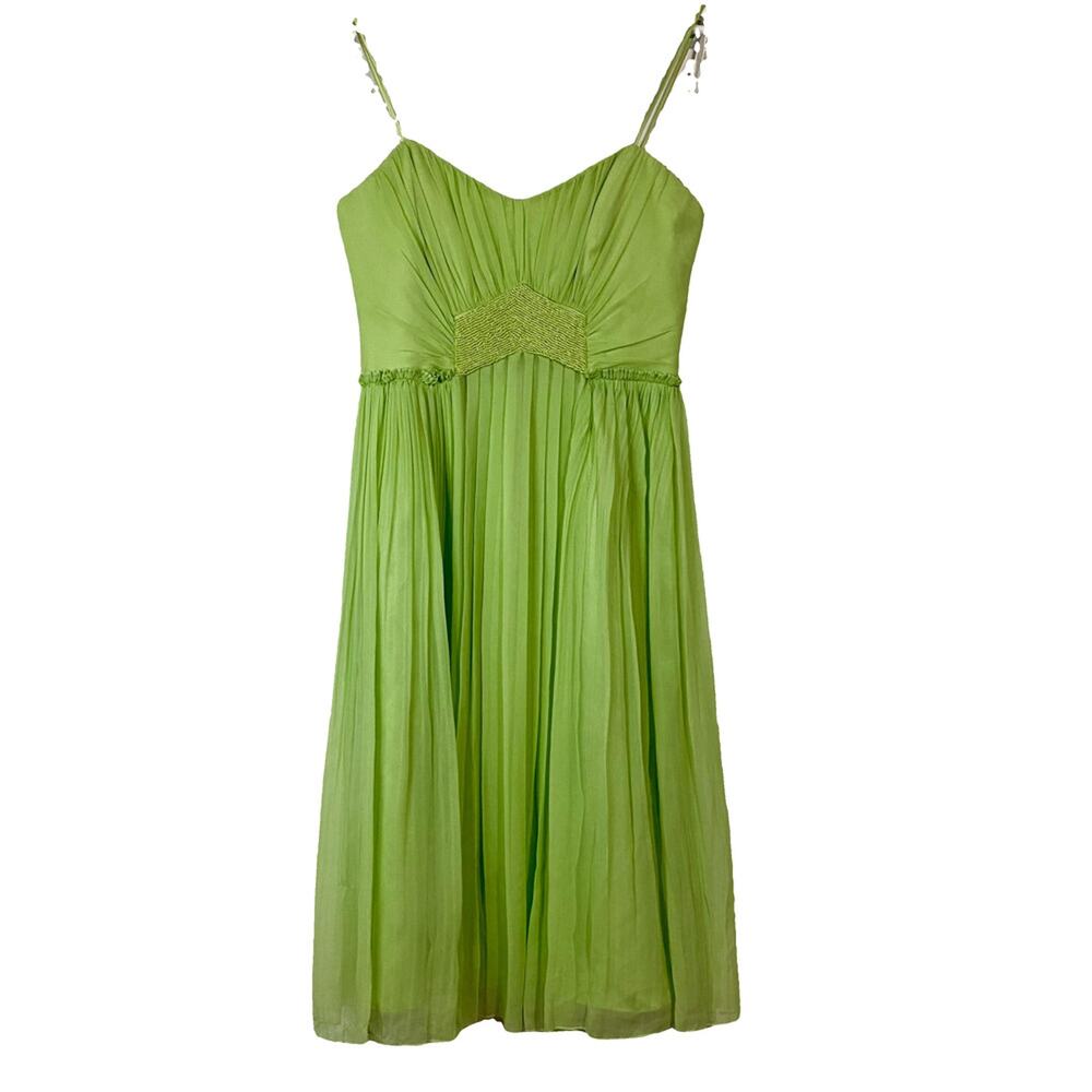 Laundry by Shelli Segal Women's Beaded  Sleeveless Midi Dress Green Size 4 NWOT
